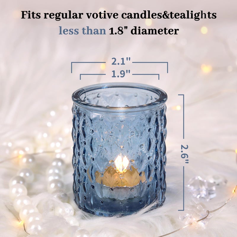 NITIME 36pcs Blue Votive Candle Holders-Glass Candle Holder for Wedding Decor, Tea Light Candle Holders for Centerpiece Table Decorations, Home Decor and Party Decor - Image 2